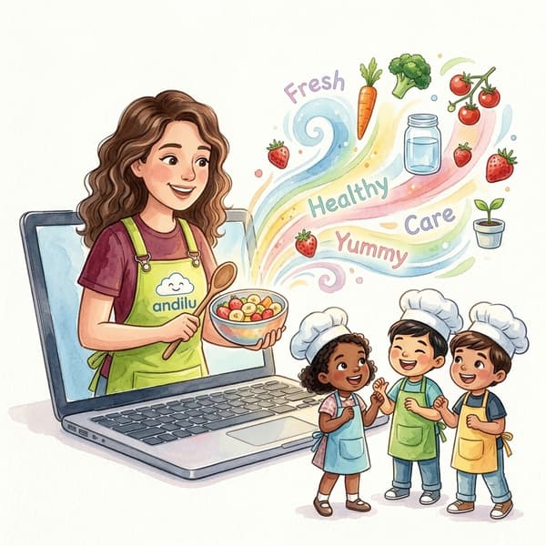 Teacher Andreita en el taller Healthy Kitchen Lab